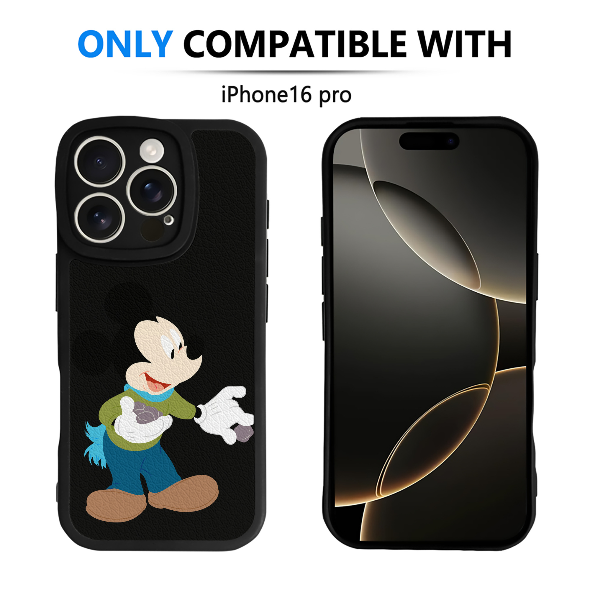 （画像用） ミッキーマウス Mickey Mouse 【iPhone 16シリーズ対応】シリコンスマホケース（レザー調） 材質：シリコン